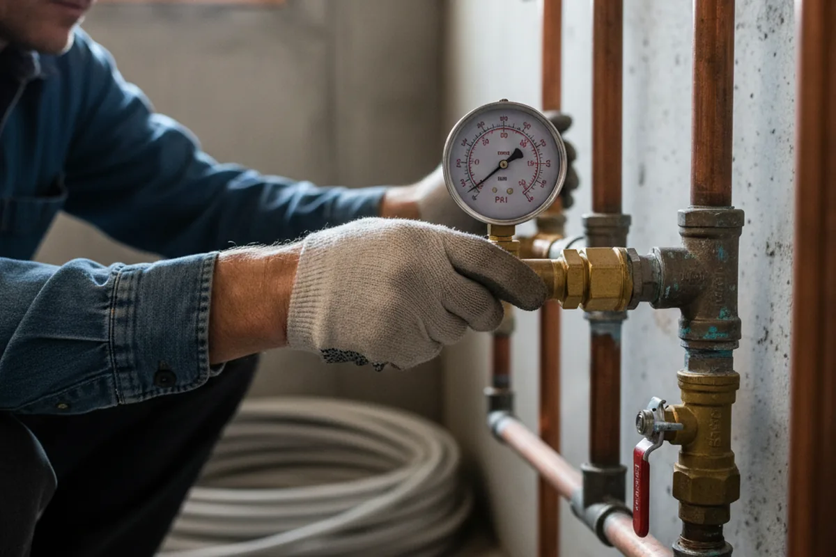Pressure testing a repaired line during Water Line Repair in Broaddus